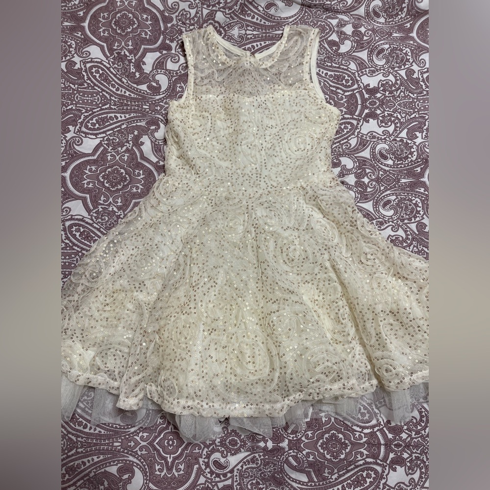 Beautees Cream Lace Kids Dress